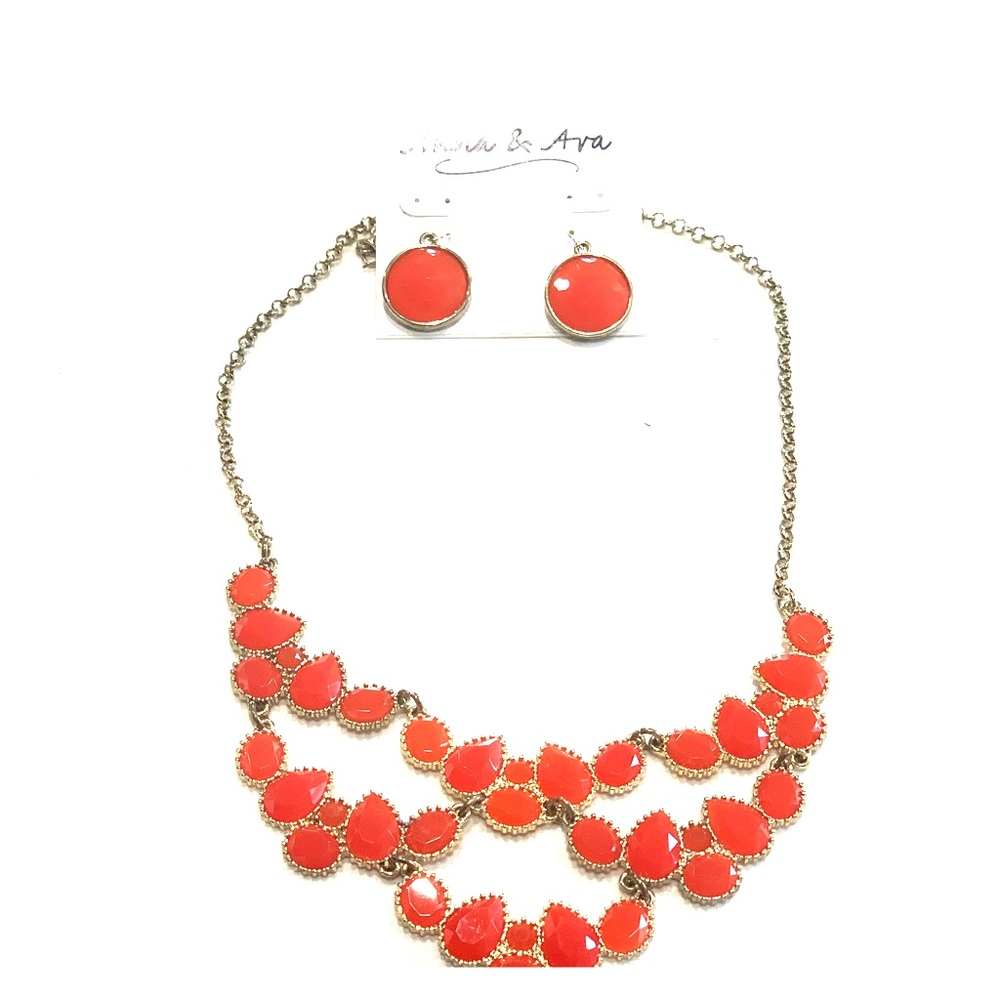 Statement Gold and Orange Necklace